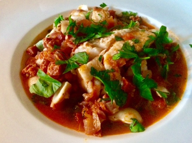 Cod and chorizo
